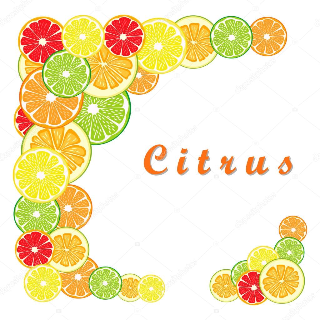 ripe citrus fruit orange, lemon, lime, grapefruit