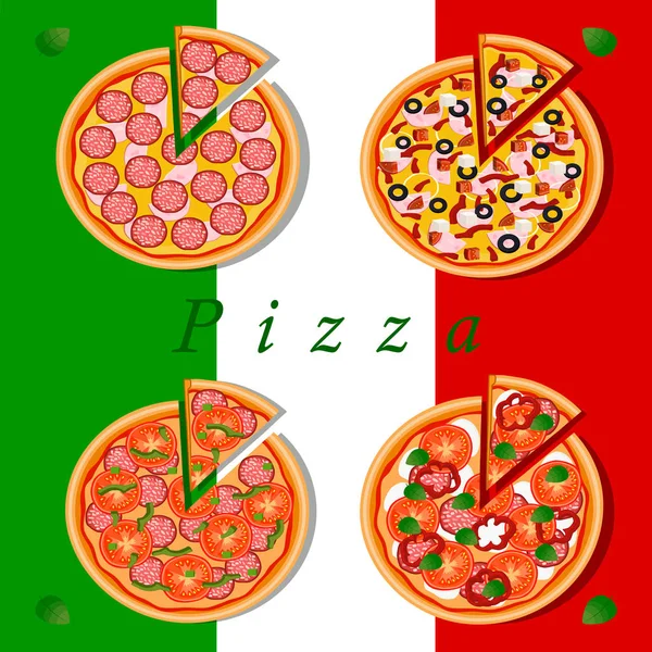 El tema pizza — Vector de stock