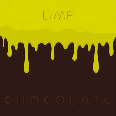Soyut vektör çizim logo yeşil meyve kireç kahverengi çikolata damlayan