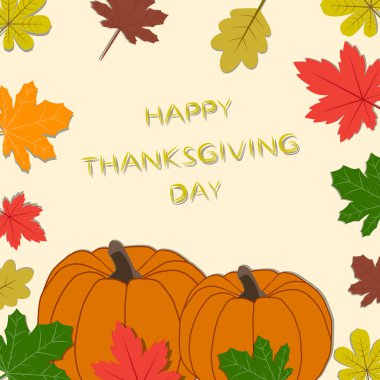 Tatil Mutlu Şükran kutlamak için logo tasarlamak vektör çizim