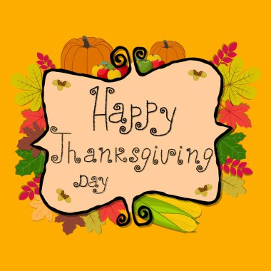 Tatil Mutlu Şükran kutlamak için logo tasarlamak vektör çizim