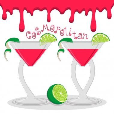 Alkol kokteyller martini cosmopolitan için vektör çizim logo
