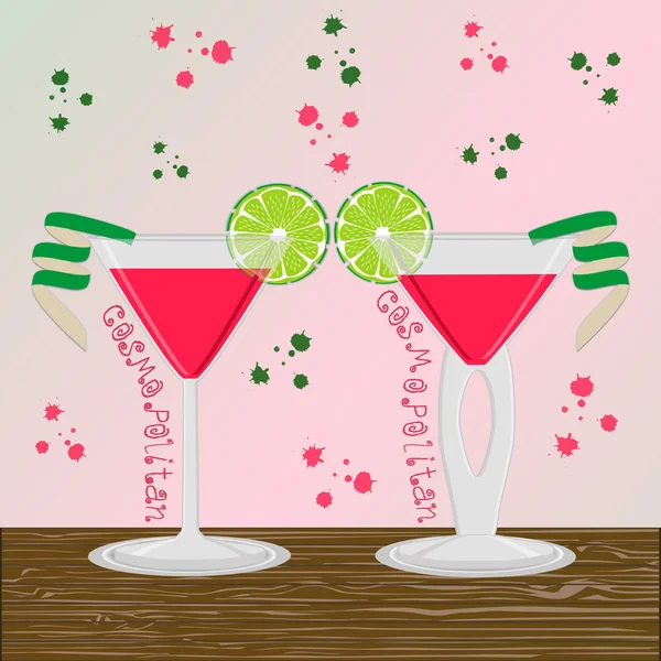 Logo gambar vektor untuk koktail alkohol martini cosmopolitan - Stok Vektor