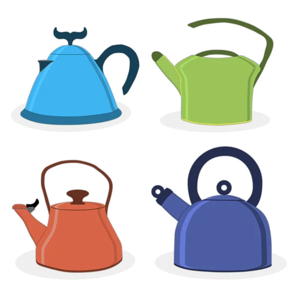 Vektor-Illustration des Logos für Keramik-Teekanne, Wasserkocher auf Hintergrund — Stockvektor