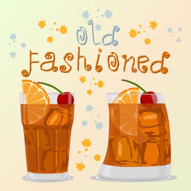 Vektör logo için alkol kokteyl eski moda