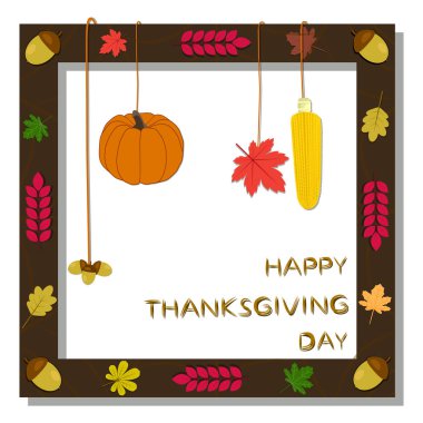 Tatil Mutlu Şükran kutlamak için logo tasarlamak vektör çizim