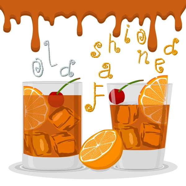 Vektor logotypen för cocktailar gamla hederliga — Stock vektor