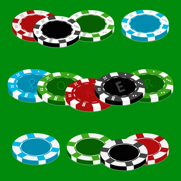 ポーカー チップ カジノ、異なるトークンを再生のためのベクトル図のロゴ — ストックベクタ