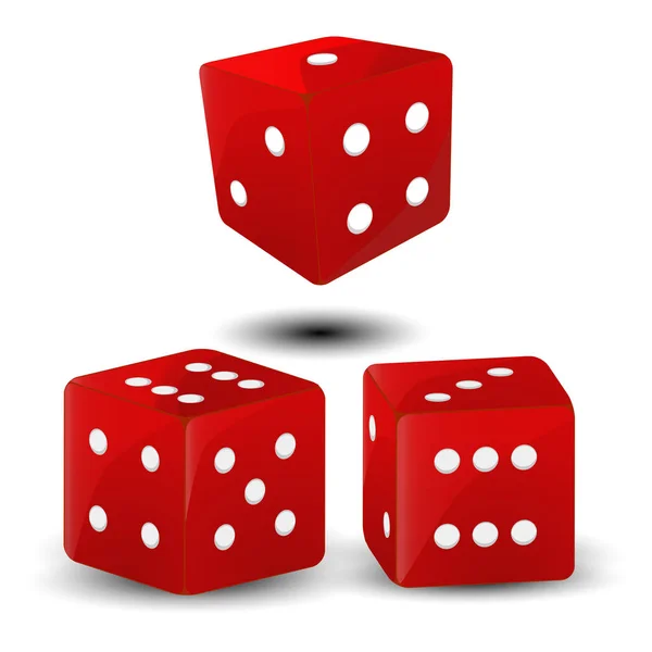 Vektorové ilustrace logo pro tři lesklé kostky kostky casino — Stockový vektor