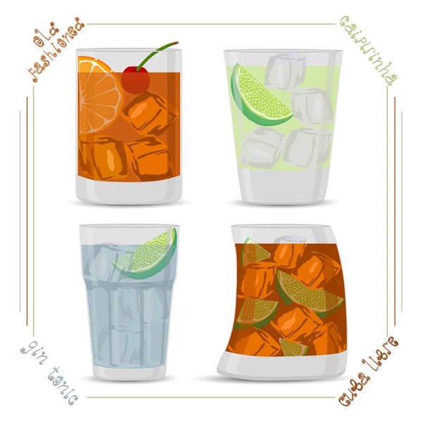 Il vettore per set cocktail alcolici colorati — Vettoriale Stock