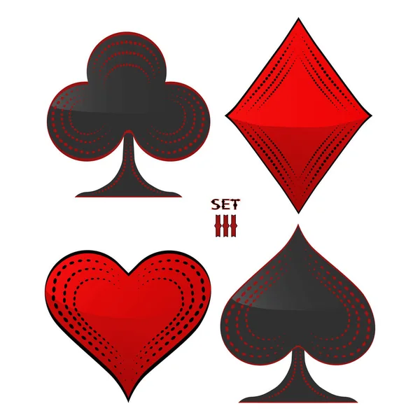 Abstraktní vektorové ilustrace logo pro sadu hraní karet v pokeru hazard. — Stockový vektor
