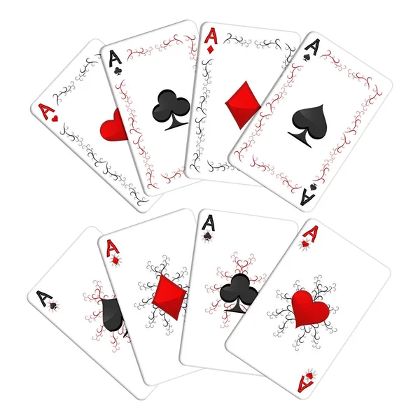 赌博扑克中设置扑克牌的抽象矢量插图标志. — 图库矢量图片
