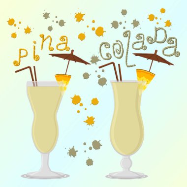 Alkol kokteyller pina colada için vektör çizim logo.