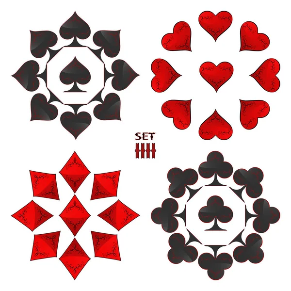 Logo astratto dell'illustrazione vettoriale per set di carte da gioco nel poker da gioco — Vettoriale Stock