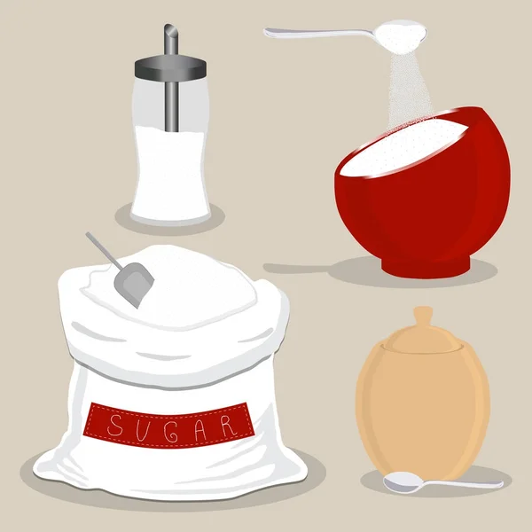 Wektor ikona ilustracja logo dla tematu zestaw słodkich krystalicznego proszku i cukru — Wektor stockowy