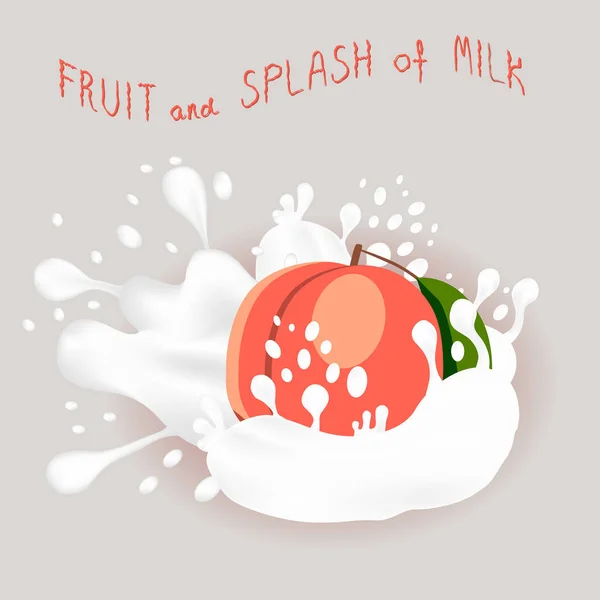 Abstract vector pictogram illustratie logo voor geheel rijp fruit roze perzik — Stockvector