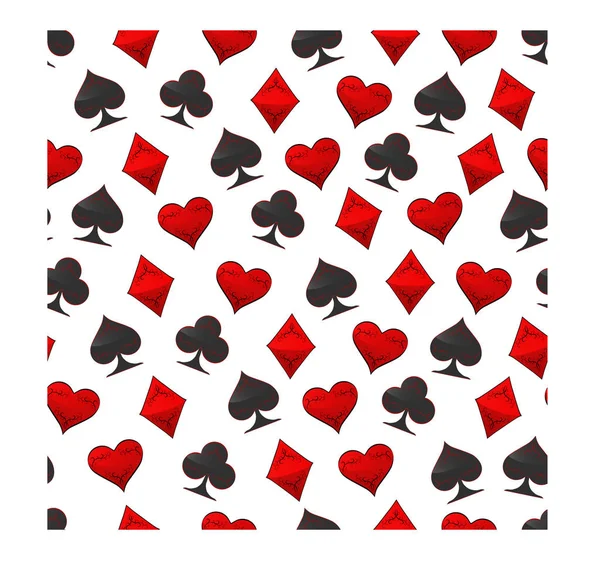 在赌博扑克中设置纸牌的抽象矢量插图徽标 扑克模式包括黑桃王牌 钻石卡 俱乐部图标赌场 赌扑克会徽赌博游戏 — 图库矢量图片