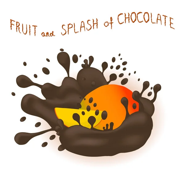 Vektör Simge Illüstrasyon Logo Olgun Egzotik Meyve Renkli Mango Sıçrama — Stok Vektör