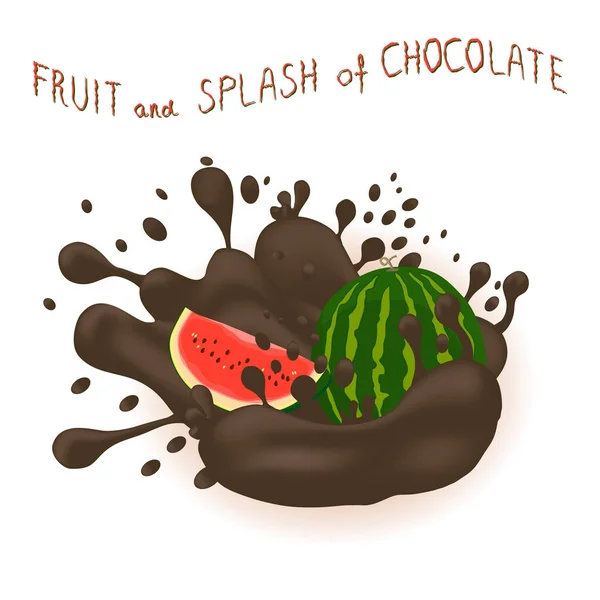 Векторная иллюстрация для спелых фруктов красный арбуз — стоковый вектор