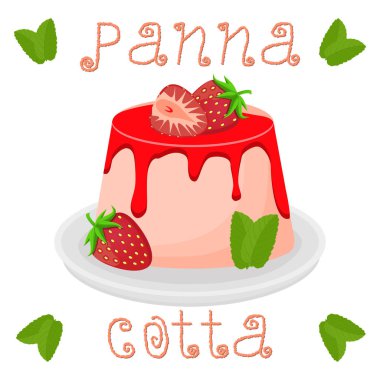 Vektör çizim için tatlı panna cotta