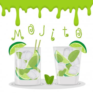 Alkol kokteyl mojito için vektör çizim