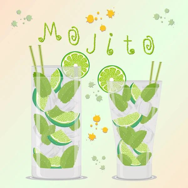 Illustration vectorielle pour cocktail alcool mojito — Image vectorielle