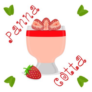 Vektör çizim için tatlı panna cotta