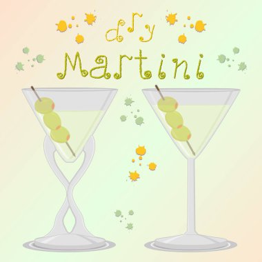 Alkol kokteyl martini için vektör çizim