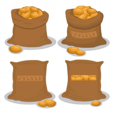 Bütün sebze patates çuvalı içinde