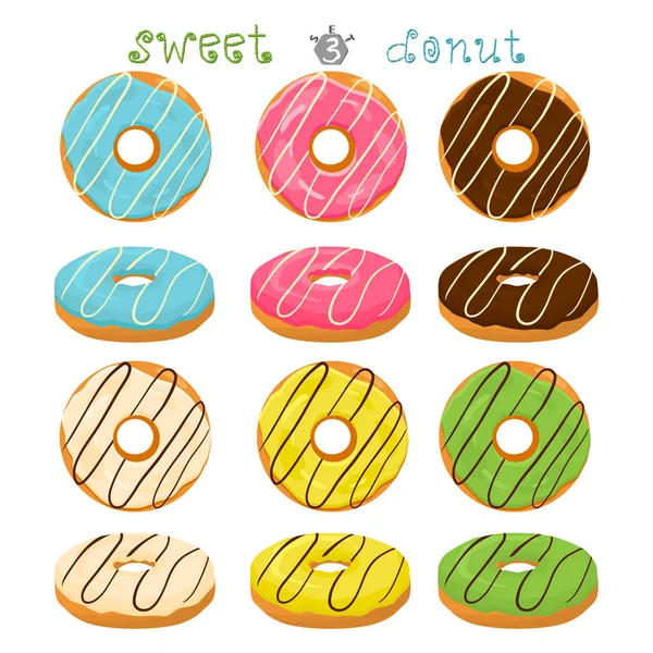 Vectorillustratie voor geglazuurde zoete donut — Stockvector