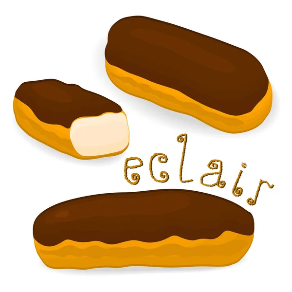 Vector icon illustration logo for cake French eclair. — Stock Vector