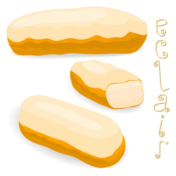 Vector icon illustration logo for cake French eclair. — Stock Vector