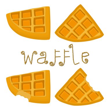 Vektör simge illüstrasyon logo için çeşitli tatlı waffle ayarla.
