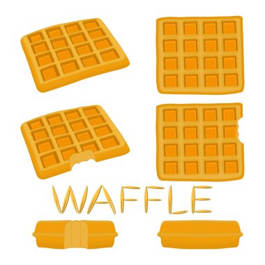Vektör simge illüstrasyon logo için çeşitli tatlı waffle ayarla.
