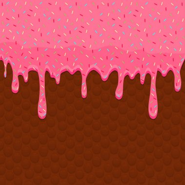 Tatlı w pembe sırlıdır damlama için vektör simge illüstrasyon logosu