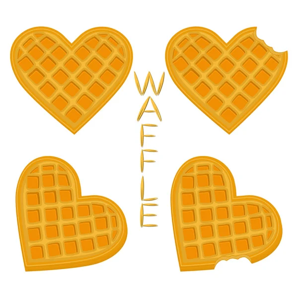 Vektör simge illüstrasyon logo için çeşitli tatlı waffle ayarla.