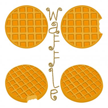 Vektör simge illüstrasyon logo için çeşitli tatlı waffle ayarla.