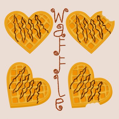 Vektör simge illüstrasyon logo için çeşitli tatlı waffle ayarla.