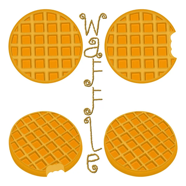 Vector icon illustration logo for set various sweet waffles. — Stock Vector
