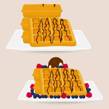Vektör simge illüstrasyon logo için çeşitli tatlı waffle ayarla.