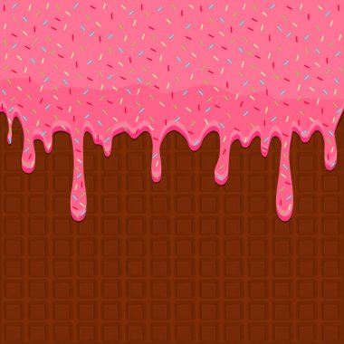 Tatlı w pembe sırlıdır damlama için vektör simge illüstrasyon logosu