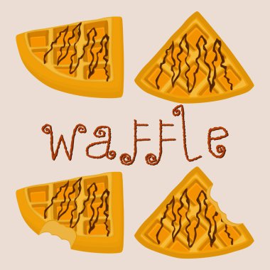Vektör simge illüstrasyon logo için çeşitli tatlı waffle ayarla.