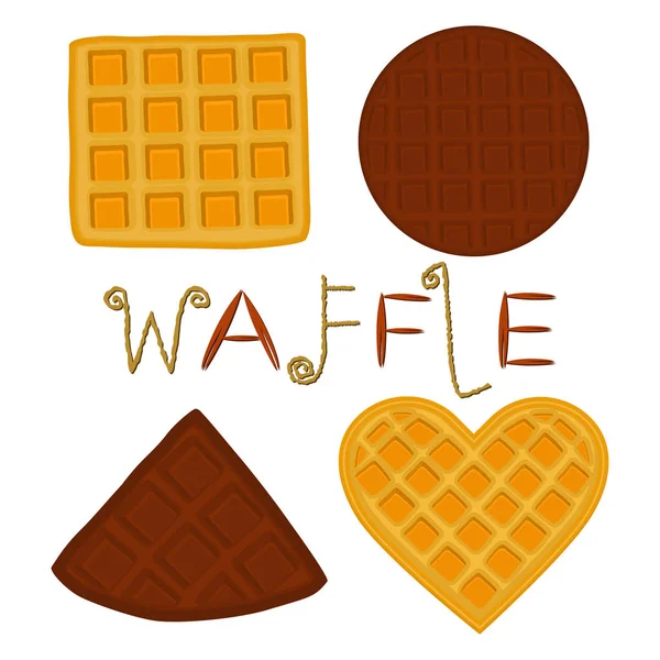 Vektör simge illüstrasyon logo için çeşitli tatlı waffle ayarla. — Stok Vektör