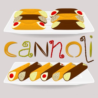 Çeşitli tatlı waffle Sicilya tatlı vektör çizim
