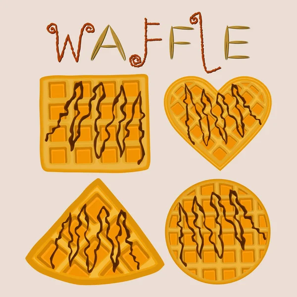 Vektör simge illüstrasyon logo için çeşitli tatlı waffle ayarla.