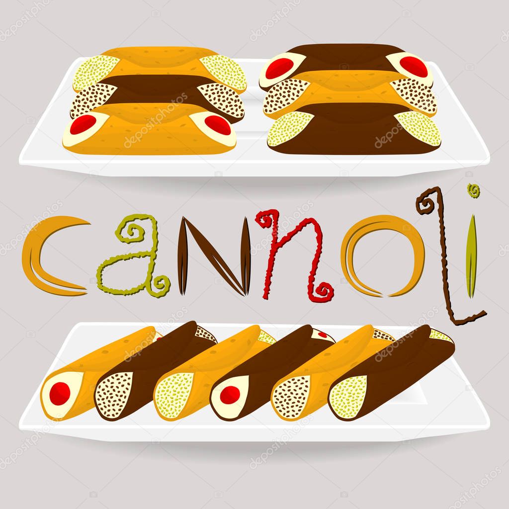 Vector illustration for various sweet waffles Sicilian dessert