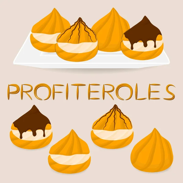 Hemlagad dessert puff tårta profiterole — Stock vektor