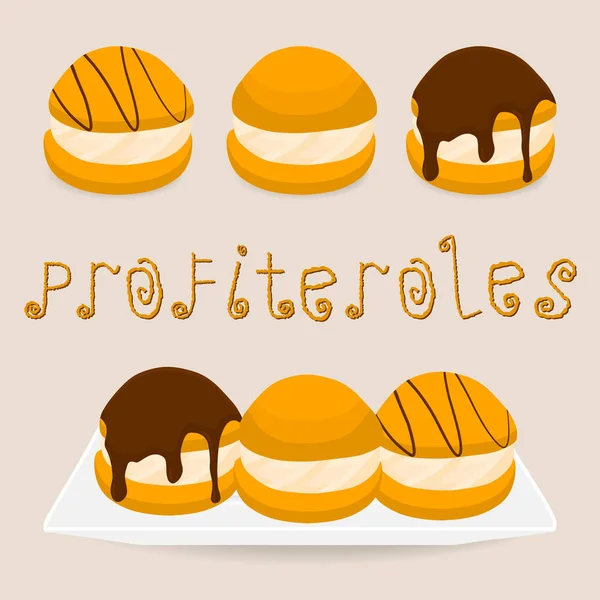 Homemade dessert puff cake profiterole — Stock Vector