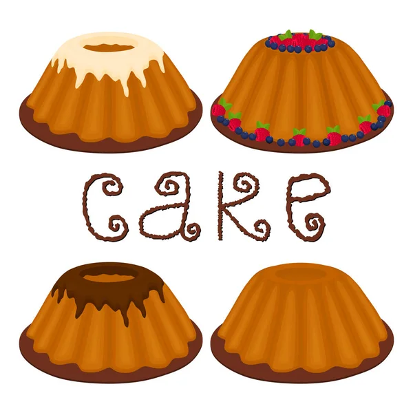 セット全体自家製デザート ケーキのベクトル図のロゴ — ストックベクタ