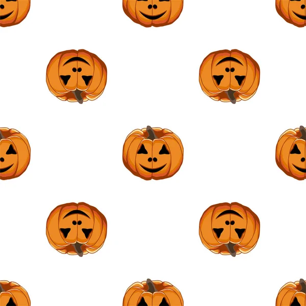 Illustration Zum Thema Große Farbige Muster Halloween Nahtlose Orange Kürbis — Stockvektor